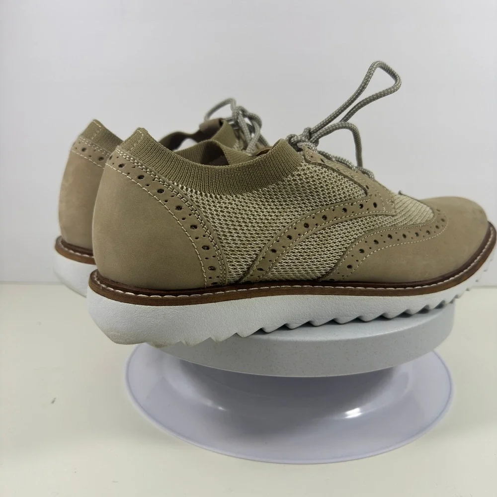 G.H. Bass Men's Wingtip Oxford‎ Casual Sneakers Tan Knit Leather Size 11.5
